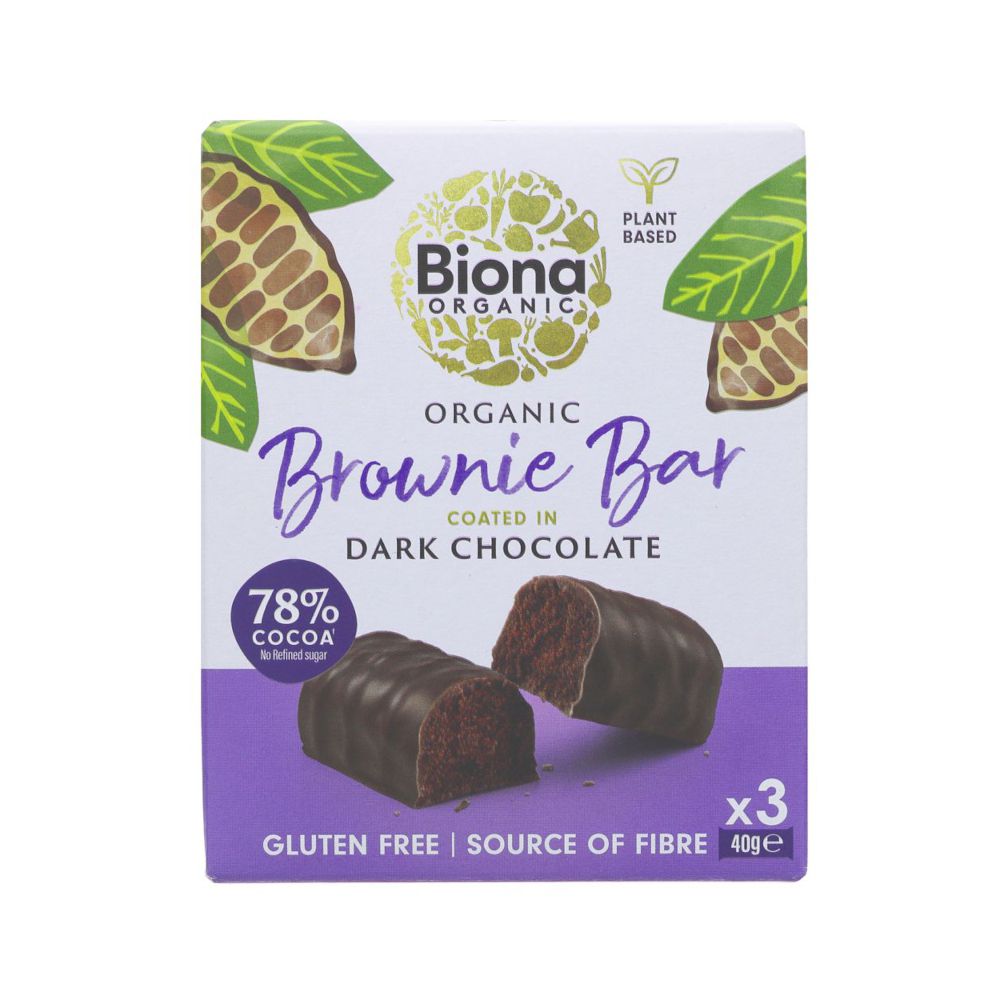 Biona Dark Chocolate Brownie Bar (3x40g)