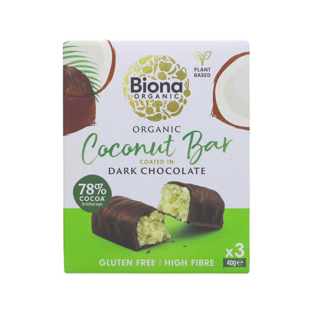 Biona Dark Chocolate Coconut Bar (3x40g)