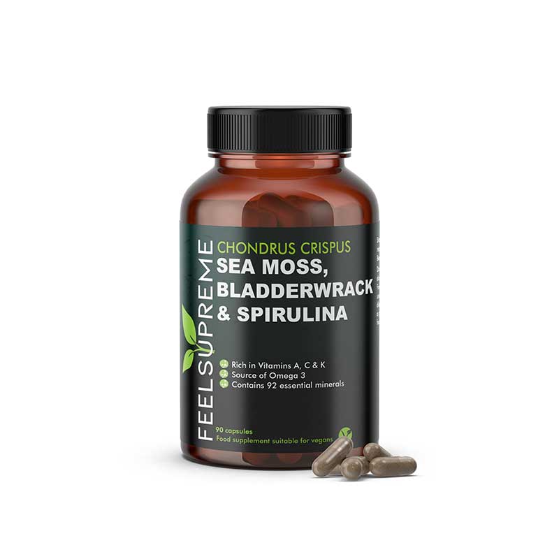 Feel Supreme Sea Moss, Bladderwrack & Spirulina (90 capsules)