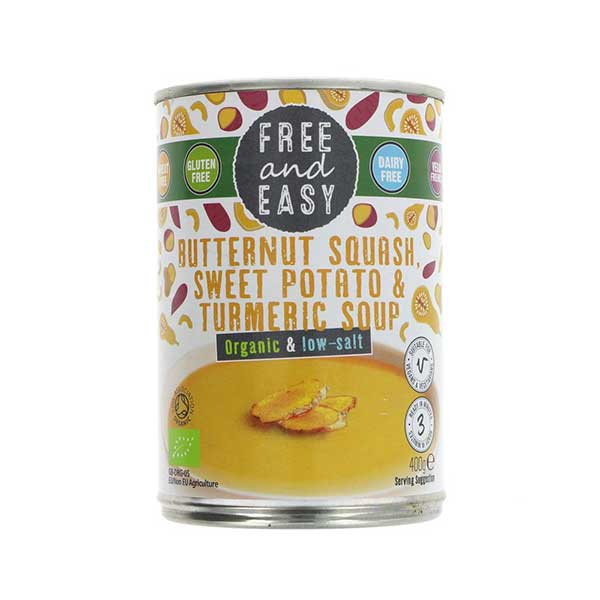 Free And Easy Butternut Squash, Sweet Potato & Turmeric Soup (400g)