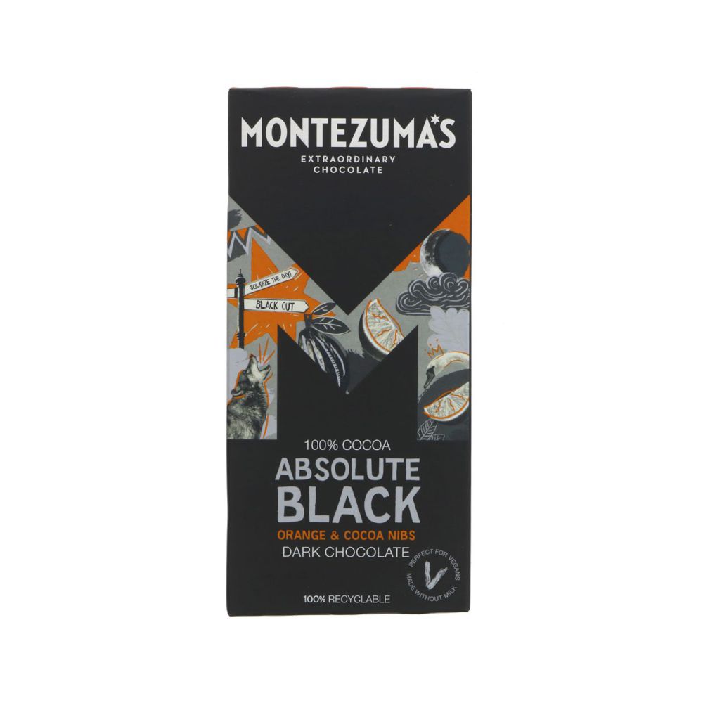 Montezumas Absolute Black Orange & Cocoa Nibs (90g)