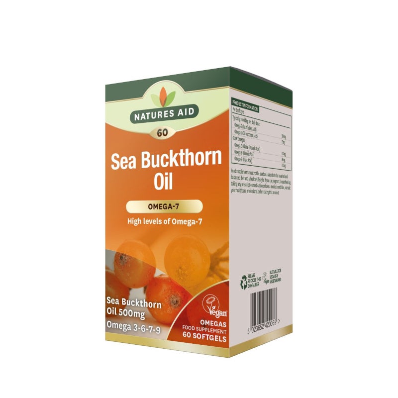 Natures Aid Sea Buckthorn Oil Omega-7 (60 caps)