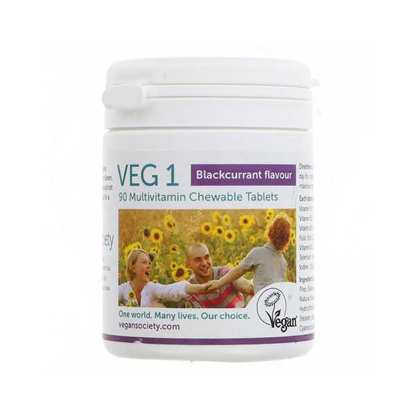 The Vegan Society Veg 1 Multivitamin Chewable Tablets Blackcurrant (90 tabs)
