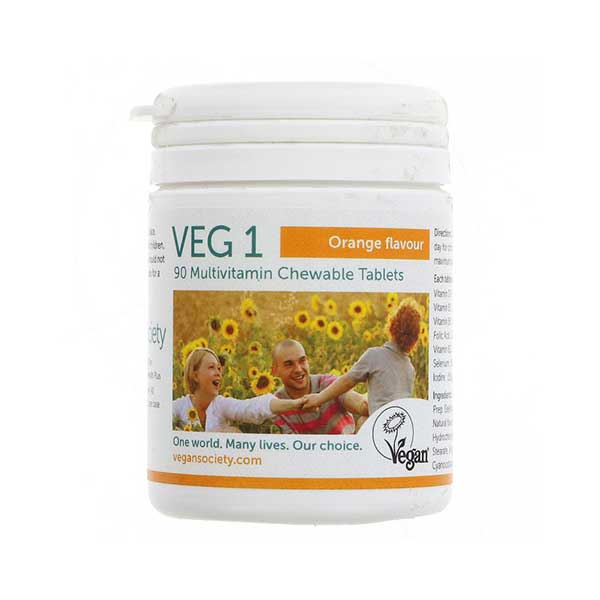 The Vegan Society Veg 1 Multivitamin Chewable Tablets Orange (90 tabs)